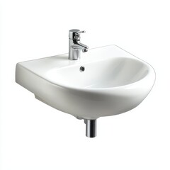 White sink and chrome faucet.