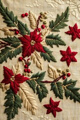 Festive Christmas Embroidery with Trees, Snowflakes, and Holiday Decorations