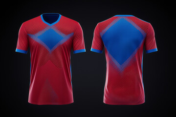 red and blue jersey template for team club, jersey sport, front and back, Tshirt mockup sports jersey template design for football soccer, racing, gaming, sports jersey