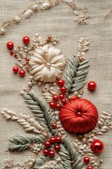 Festive Christmas Embroidery with Trees, Snowflakes, and Holiday Decorations