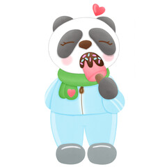Panda eat ice cream 