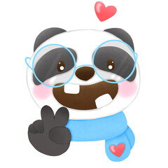 panda with a heart