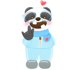 panda with a heart