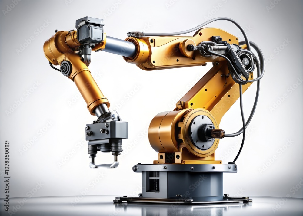 Aufkleber industrial robotic arm isolated on white background for modern technology and automation concepts in