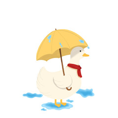Duckling Under the Drizzle