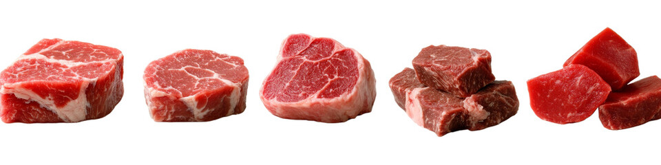 Pieces of Raw Beef Meat , PNG transparent background