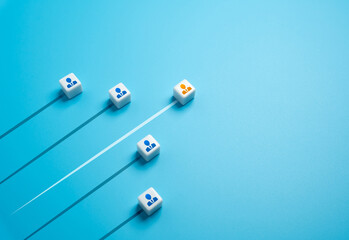 Businessmen race and the leader breaks ahead. Concept of success and competition. Leadership...