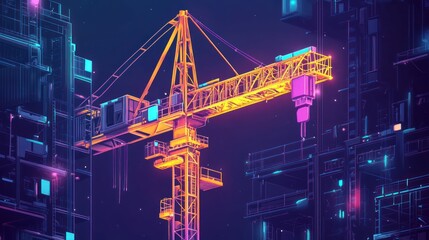 Neon Cityscape Construction