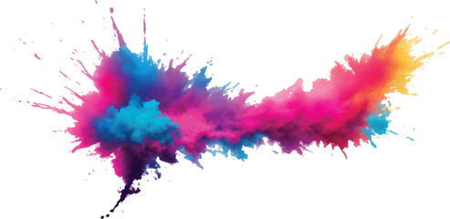 Bright colorful watercolor splash splatter stain brush strokes on white background. Modern vibrant aquarelle spot. Aquarelle explosion on white. Element. Vector watercolor illustration isolated design