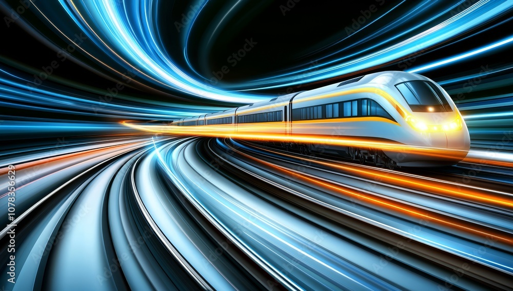 Poster abstract background with digital data and glowing lines in blue and green colors