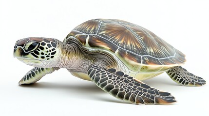 A sea turtle swimming.