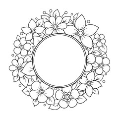 Frame in eastern tradition. Stylized with henna tattoos decorative pattern for decorating covers for book, notebook, casket, magazine, postcard and folder. Flower border in mehndi style.