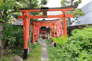 A Japanese temple : a scene of the subordinate shrine in the precincts of Enman-ji Temple in...