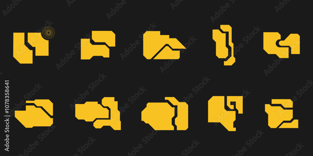 Poster futuristic shape corner element set. hud element design. vector illustration.