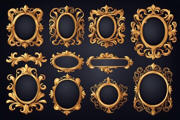 Set of vintage golden frames for heraldry design. Vector version also available in gallery
