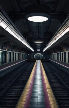 subway station country colorful lights HD resolution with hyper realistic nature ai generative 4K Background.