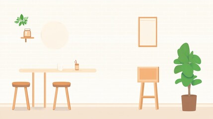 Illustration of a part of an office, rest area for staff.