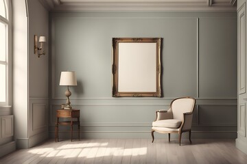 Mock up posters, pastel comfortable sofa, Living room style, 3d render, 3d illustration