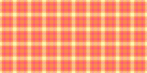 Curved seamless textile check, gentleman pattern vector texture. Mesh tartan background plaid fabric in orange and red colors.