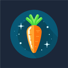 Simple flat 2D icon carrot isolated on dark background, vector, flat design, animation design, vector, flat design, animation design, simple flat 2D icon, minimalist design, clipart