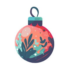 Simple flat 2D icon Christmas bauble isolated on transparent background, vector, flat design, animation design, vector, flat design, animation design, simple flat 2D icon, minimalist design, clipart