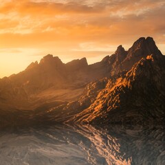 Naklejka premium sunrise in the mountains