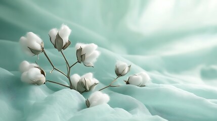 Subtle mint green background with a soft cotton-like texture