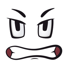Cartoon faces. Funny face expressions, caricature emotions. Cute character with expressive eyes and mouth, vector smiley emoticon happy tongue emoticon