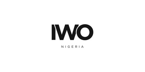 Iwo in the Nigeria emblem. The design features a geometric style, vector illustration with bold typography in a modern font. The graphic slogan lettering.