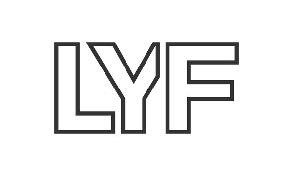 LYF logo design template with strong and modern bold text. Initial based vector logotype featuring simple and minimal typography. Trendy company identity.