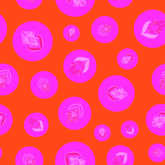 Seamless repeat pattern print background with ornament in roze and red 
