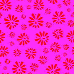 Seamless repeat pattern print background with ornament in roze and red 