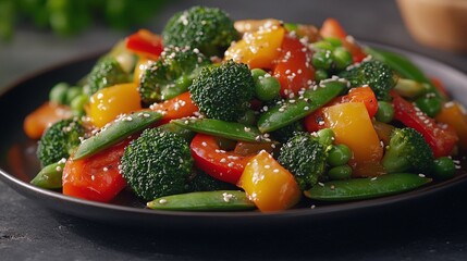 Colorful Vegetable Stir-Fry with Broccoli, Bell Peppers, and Snap Peas