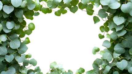 Green eucalyptus leaves forming natural frame isolated transparent background