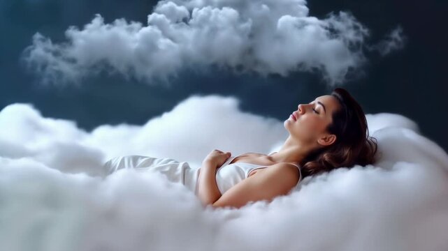 woman sleeping on a cloud