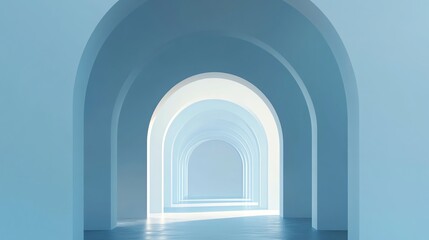 Fototapeta premium A corridor of blue arches extending into the distance.