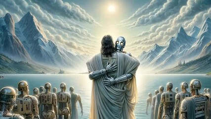 Jesus and robot hugs