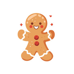 Simple flat 2D icon Christmas gingerbread isolated on transparent background, vector, flat design, animation design, vector, flat design, animation design, simple flat 2D icon, design, clipart