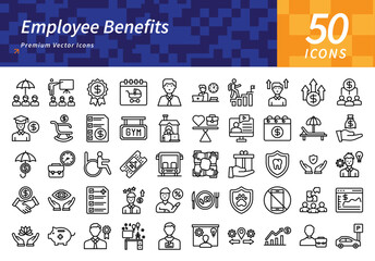 Corporate Employee Benefits Icons for Health, Compensation, and Workforce Retention in Modern Organizations