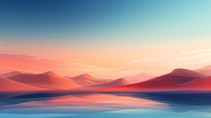Fototapeta premium Digital technology abstract sunset desert landscape poster background