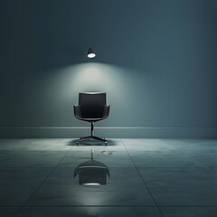 Contemporary Single Chair in Luxurious Minimalist Room, concept hiring