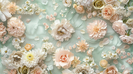  Floral Background with Pastel Blossoms and Petals