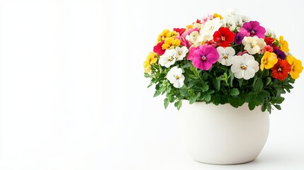 Obraz premium Vibrant Floral Pot with Lush Blooms on a White Background