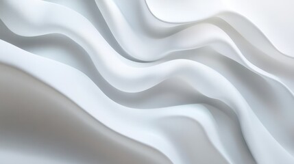 Obraz premium Minimalistic abstract background with white 3d waves and copyspace.