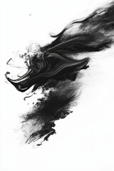 Fototapeta premium Black paint splatter on white background.