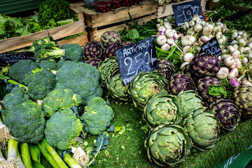 Fruit & vegetables on sale in a French market