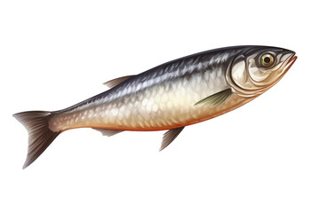 Obraz premium Fresh mackerel fish with sleek body and shiny scales, with natural colors and details. Perfect for culinary presentations or seafood illustrations, isolated on transparent background, PNG cutout.