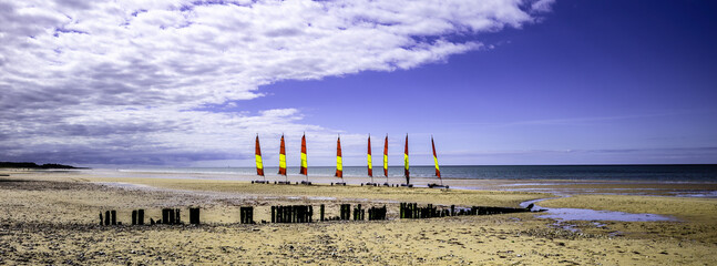 Land yachts on the beach