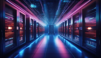 Fototapeta premium Data centers support cloud computing and storage. 