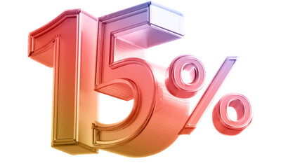 Discount 15 Percent Off Sale Gradient Number 3D